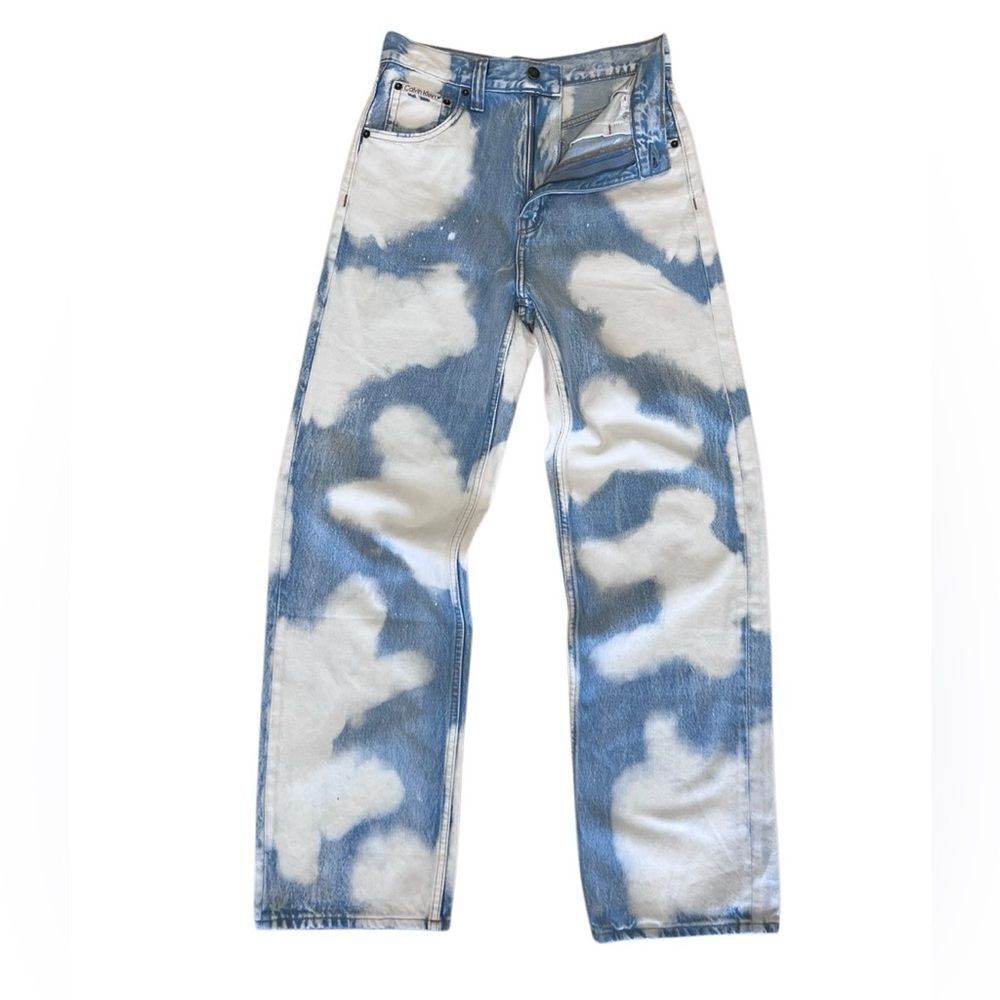 Calvin Klein Blue and White Flare Jeans